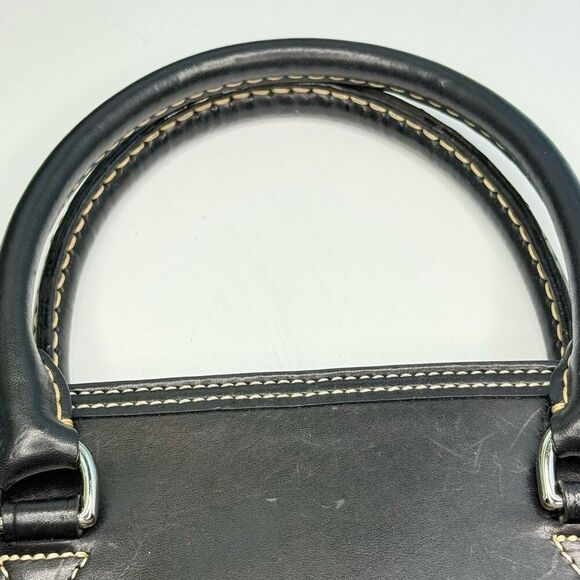 Vintage Dooney & Bourke Monogram Satchel Handbag Black Leather Trim USA Made - Picture 7 of 11